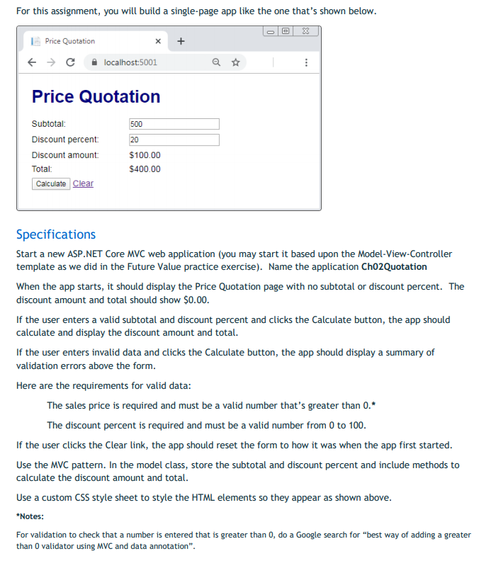 For this assignment, you will build a single-page app | Chegg.com