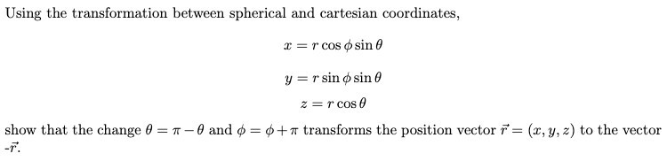 Solved Using the transformation between spherical and | Chegg.com