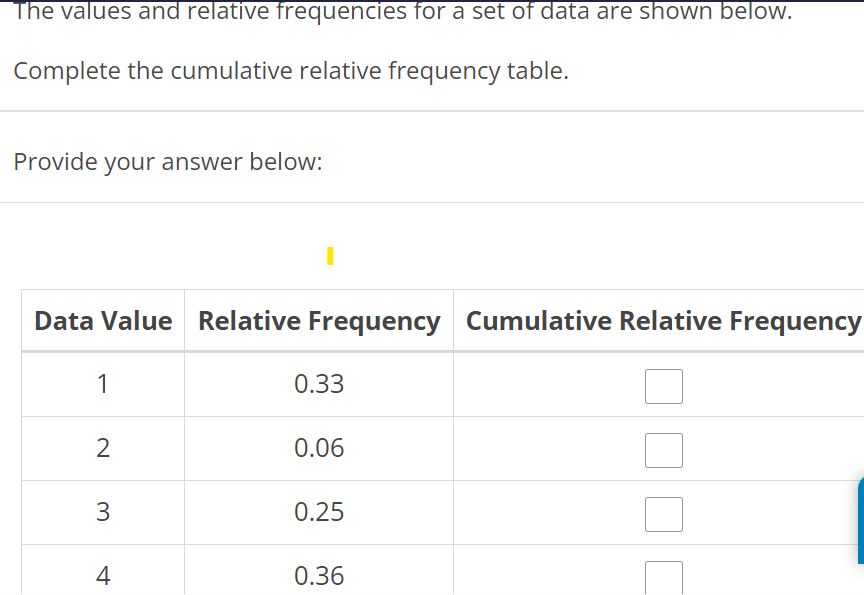 Solved The values and relative frequencies for a set of data | Chegg.com