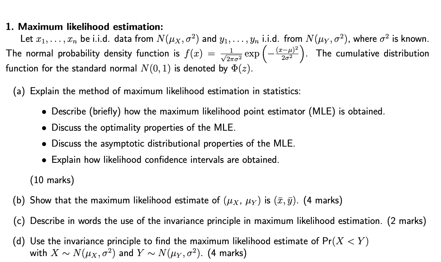 Solved 1. Maximum Likelihood Estimation: Let 1, Xn = Be | Chegg.com