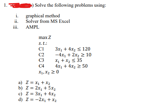 Solved 1. i. ii. iii. Solve the following problems using: | Chegg.com