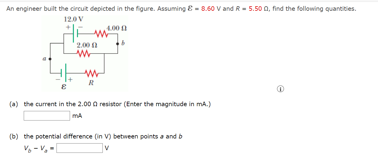 Solved An engineer built the circuit depicted in the figure. | Chegg.com