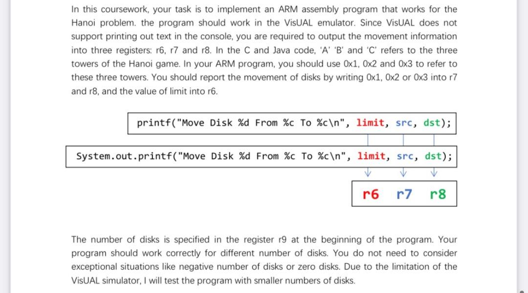 Solved In This Coursework, Your Task Is To Implement An ARM | Chegg.com