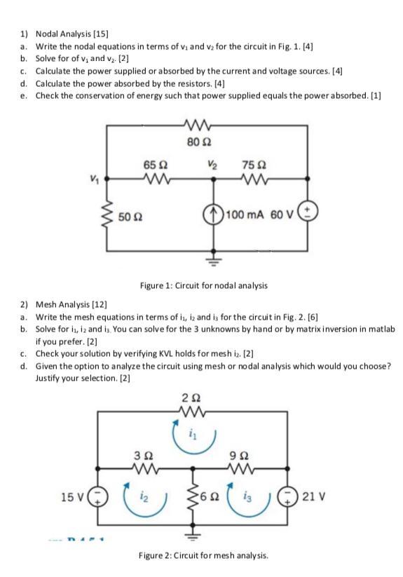 Solved 1) Nodal Analysis (15) a. Write the nodal equations | Chegg.com