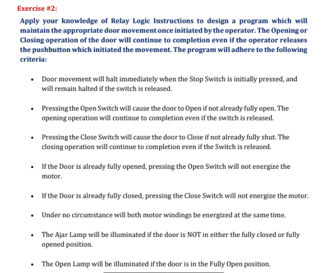 Solved Exercise 2 Apply your knowledge of Relay Logic