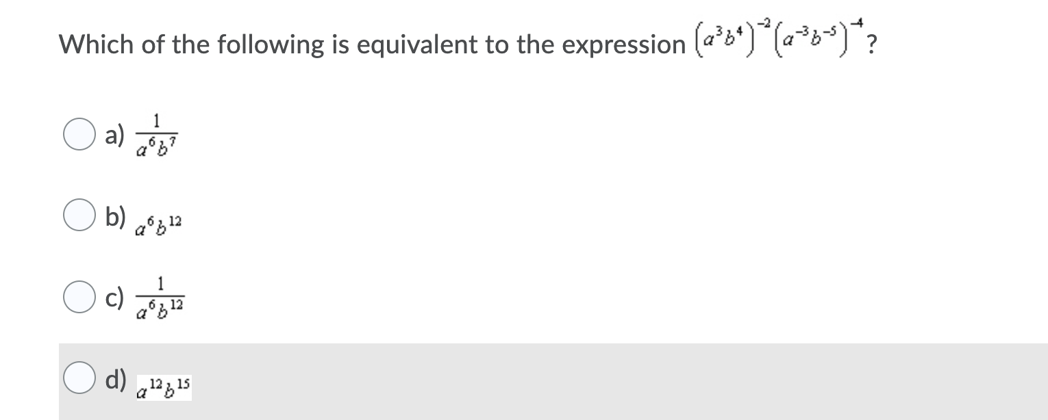 Solved Which Of The Following Is Equivalent To The | Chegg.com