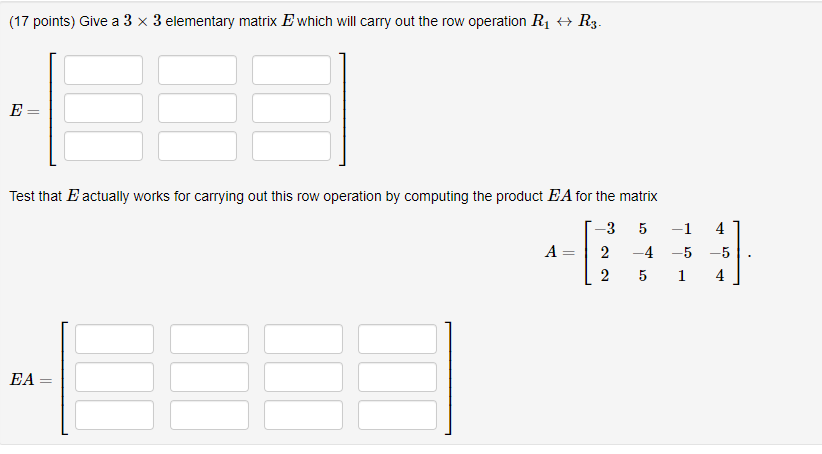 Solved (17 points) (a) Find the inverse of the matrix 5 -5 | Chegg.com