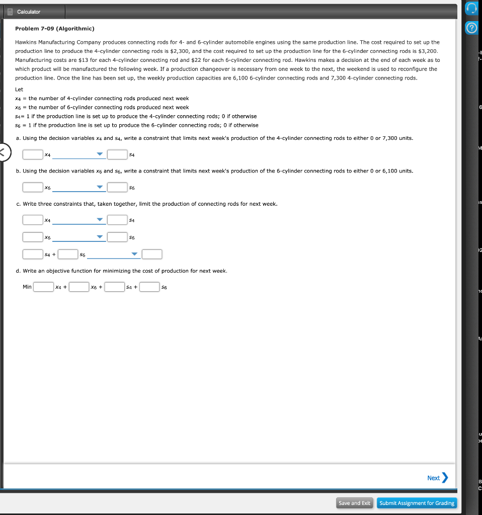 Solved Calculator Problem 7-09 (Algorithmic) Hawkins | Chegg.com