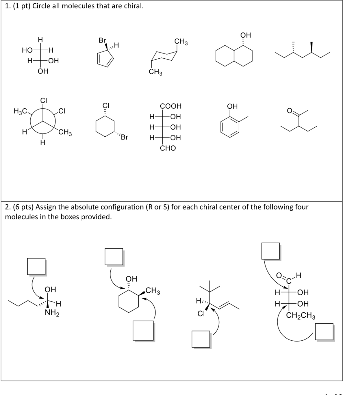 Solved 1. (1 ﻿pt) ﻿Circle all molecules that are | Chegg.com