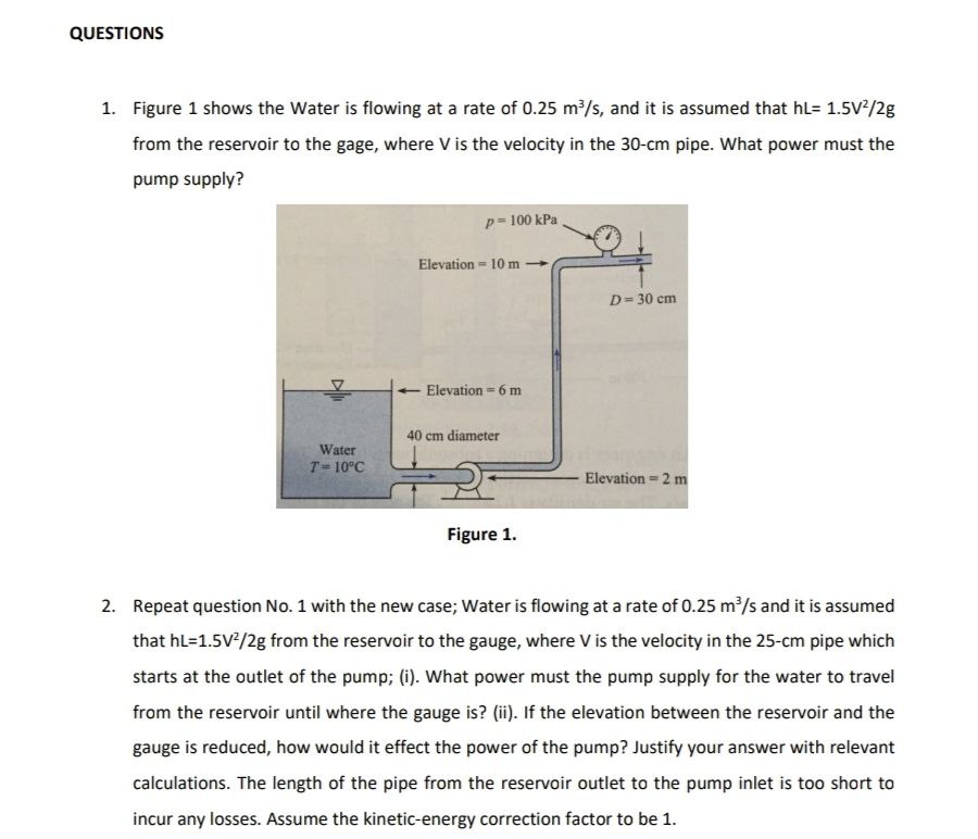 Solved 1. Figure 1 shows the Water is flowing at a rate of | Chegg.com