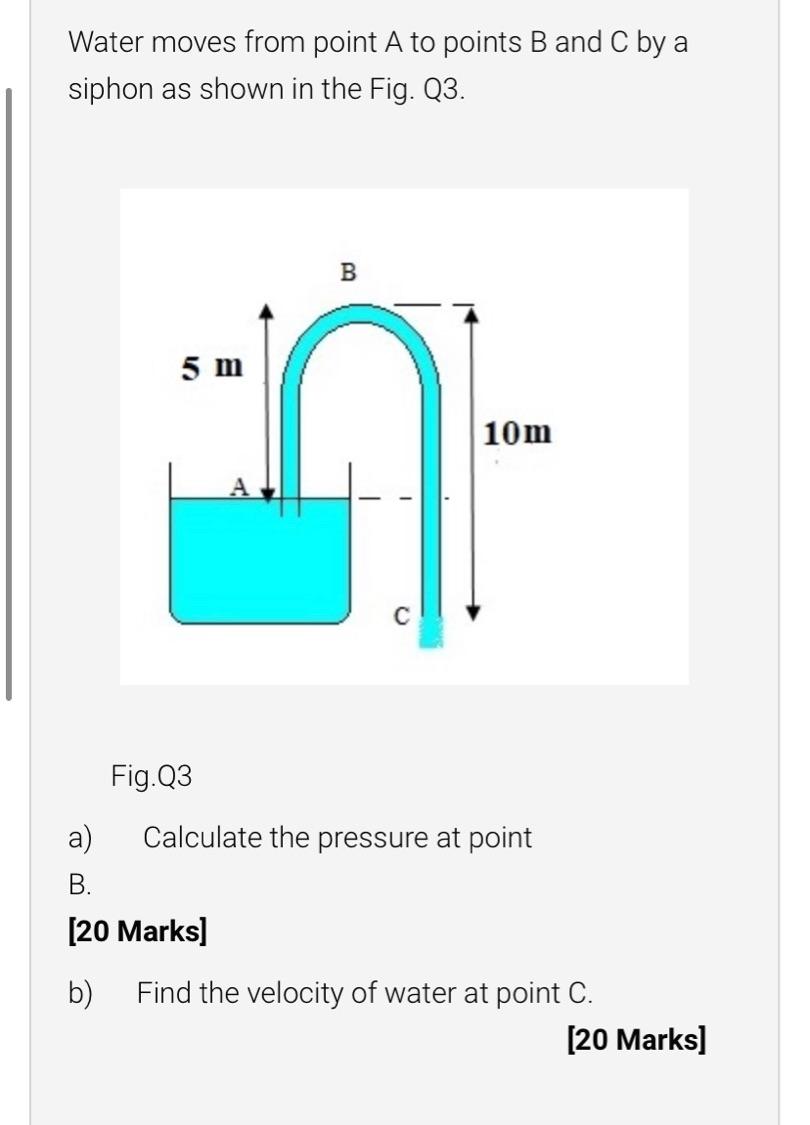 Solved Water moves from point A to points B and C by a | Chegg.com