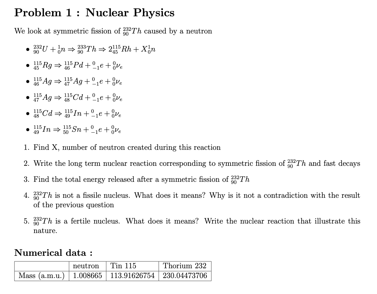 Solved Problem 1: Nuclear Physics We look at symmetric | Chegg.com