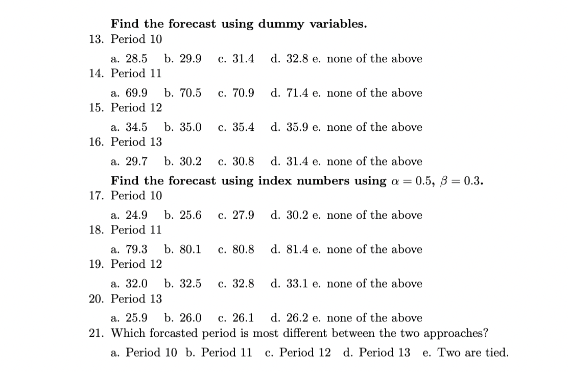 t Consider the following data with seasonality of 4. | Chegg.com