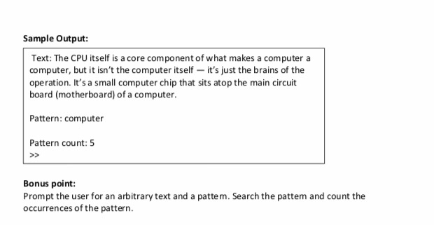 Pattern Problem In Computer Science Solved Problem Statement Pattern searching is an important | Chegg.com