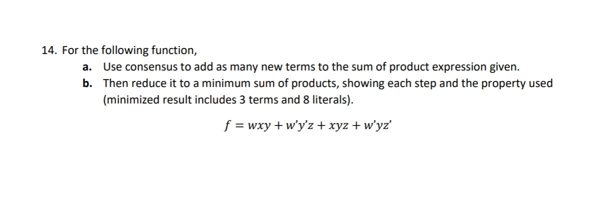 Solved 14. For the following function, a. Use consensus to | Chegg.com