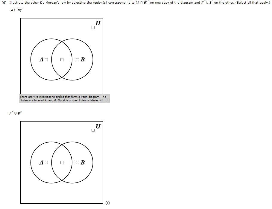 Solved Consider The Venn Diagram Below. U B (a) Illustrate | Chegg.com