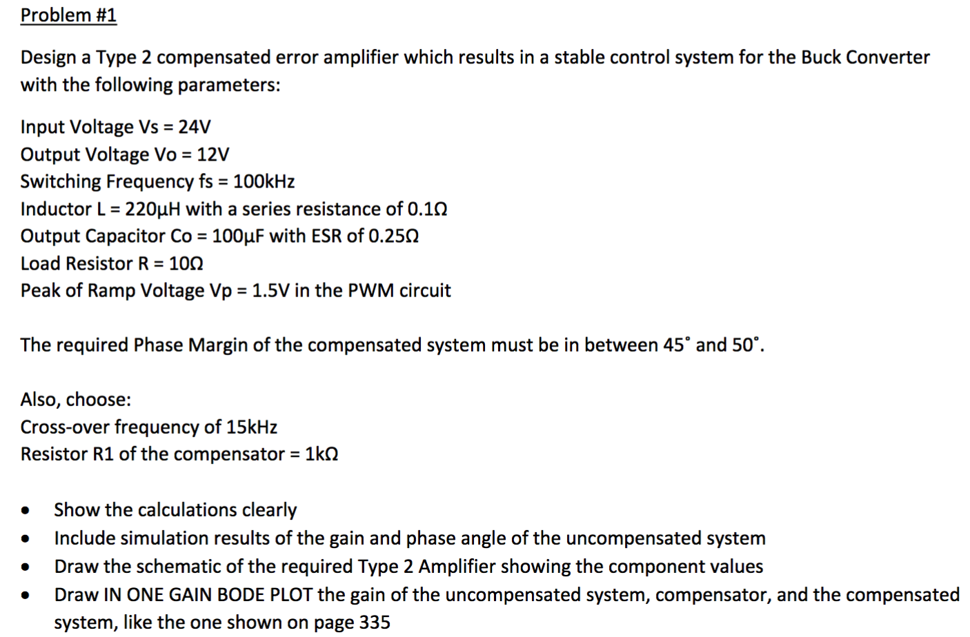 Solved Problem #1 Design a Type 2 compensated error | Chegg.com