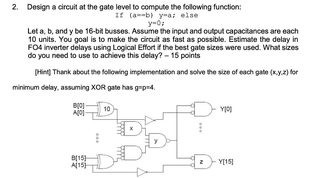 Solved 2. Design a circuit at the gate level to compute the | Chegg.com