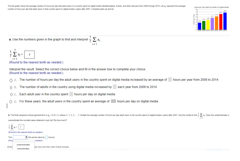 Solved The bar graph shows the average number of hours per | Chegg.com