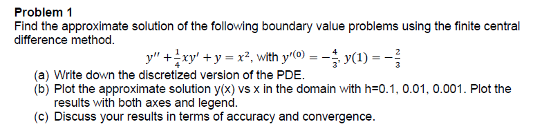 Solved Problem 1 Find The Approximate Solution Of The | Chegg.com