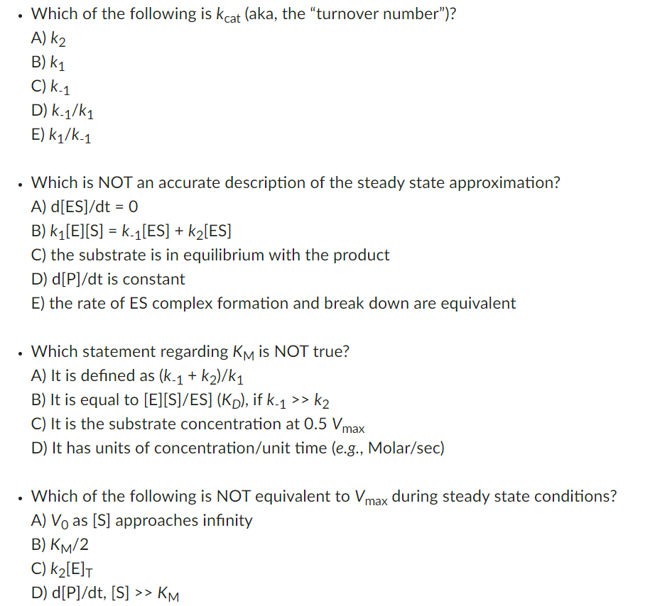 Solved 1) Consider the enzyme mechanism represented by the | Chegg.com