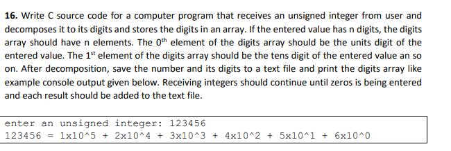 Solved 16. Write C source code for a computer program that | Chegg.com