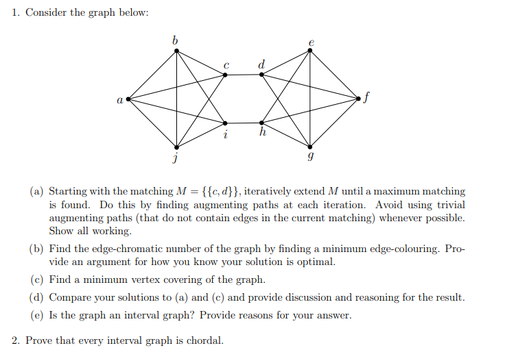 Solved 1. Consider The Graph Below: A B J C I D H E F G (a) | Chegg.com