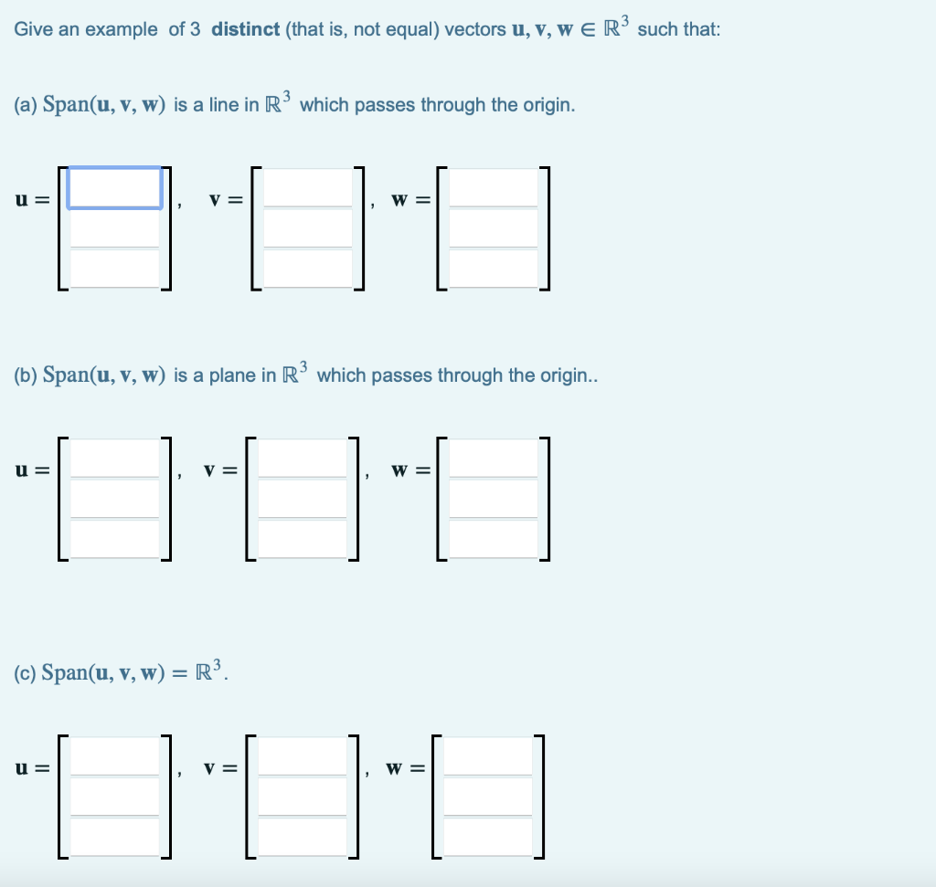 Solved Give An Example Of 3 Distinct (That Is, Not Equal) | Chegg.Com