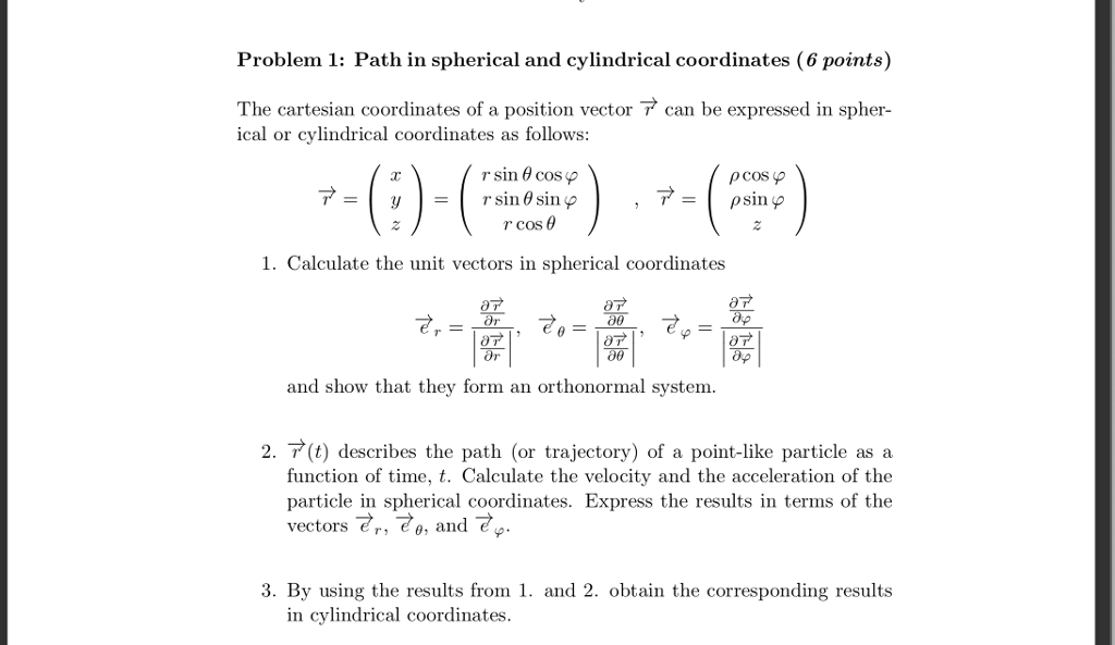 Solved Problem 1 Path in spherical and cylindrical
