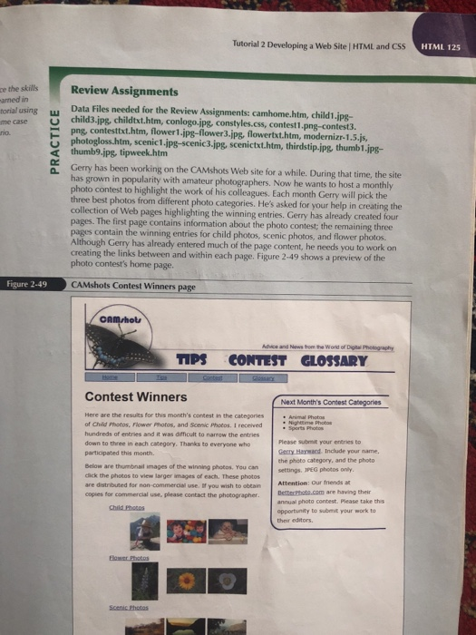 Tutorial 2 Developing a Web Site HTML and CSS HTML 125 ce the skills wamed in torial using me case rio. w Review Assignments