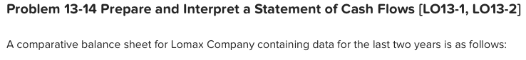 Solved Problem 13-14 Prepare and Interpret a Statement of | Chegg.com