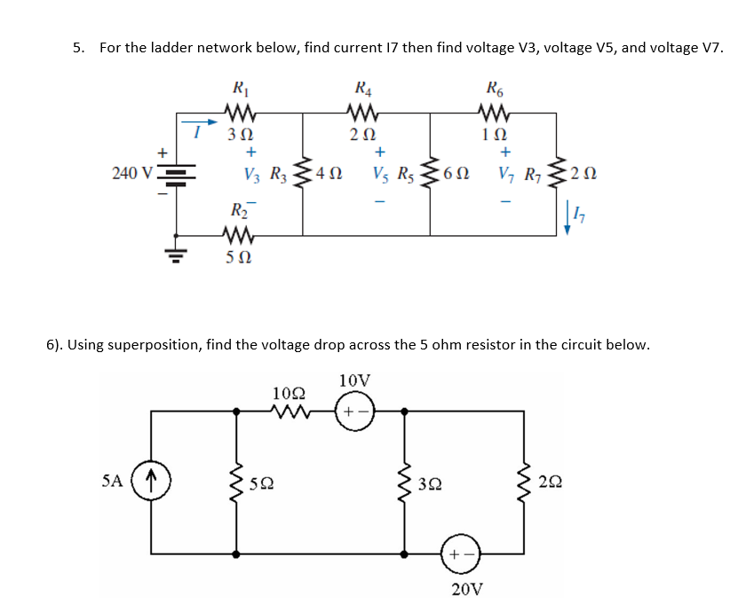 Solved 5. For the ladder network below, find current 17 then | Chegg.com