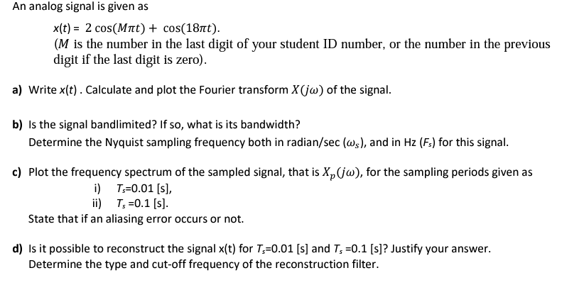 Solved An analog signal is given as | Chegg.com