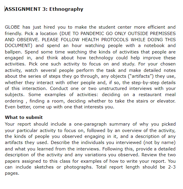 assignment 3 ethnographic analysis