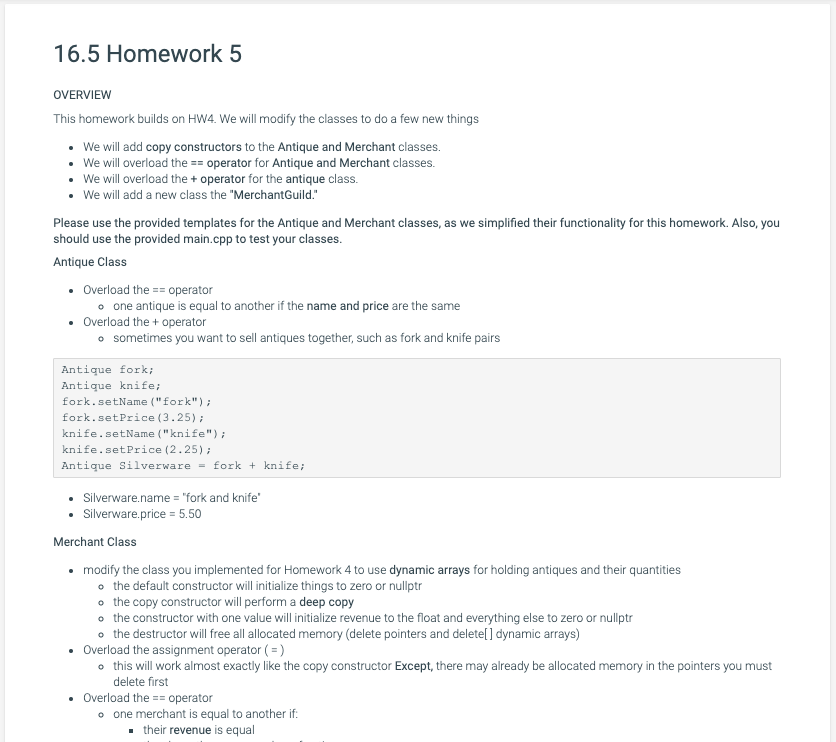 Solved 16.5 Homework 5 C++ PLEASE!!! OVERVIEW This homework | Chegg.com