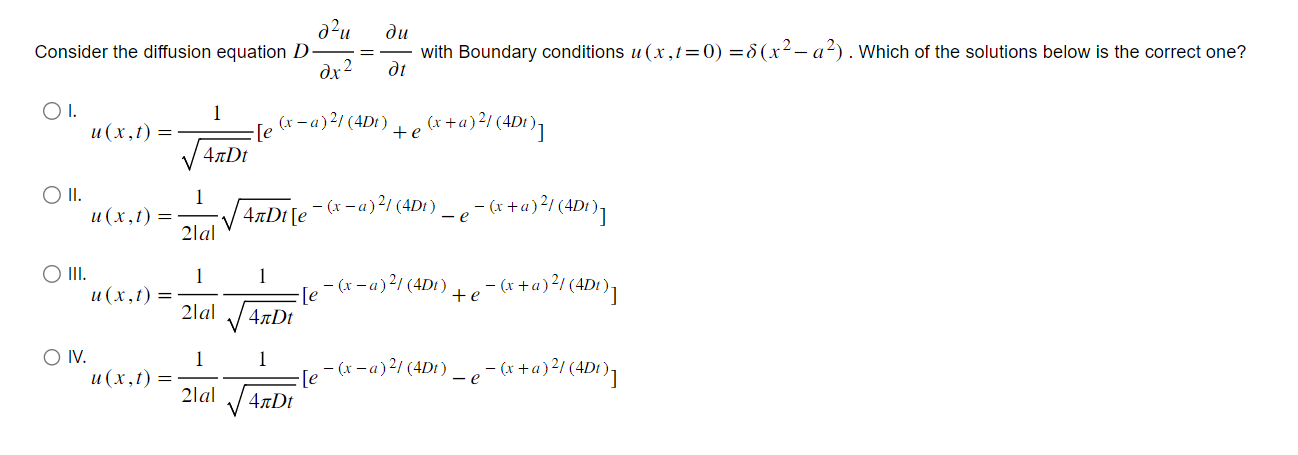 Solved Consider the diffusion equation D∂x2∂2u=∂t∂u with | Chegg.com