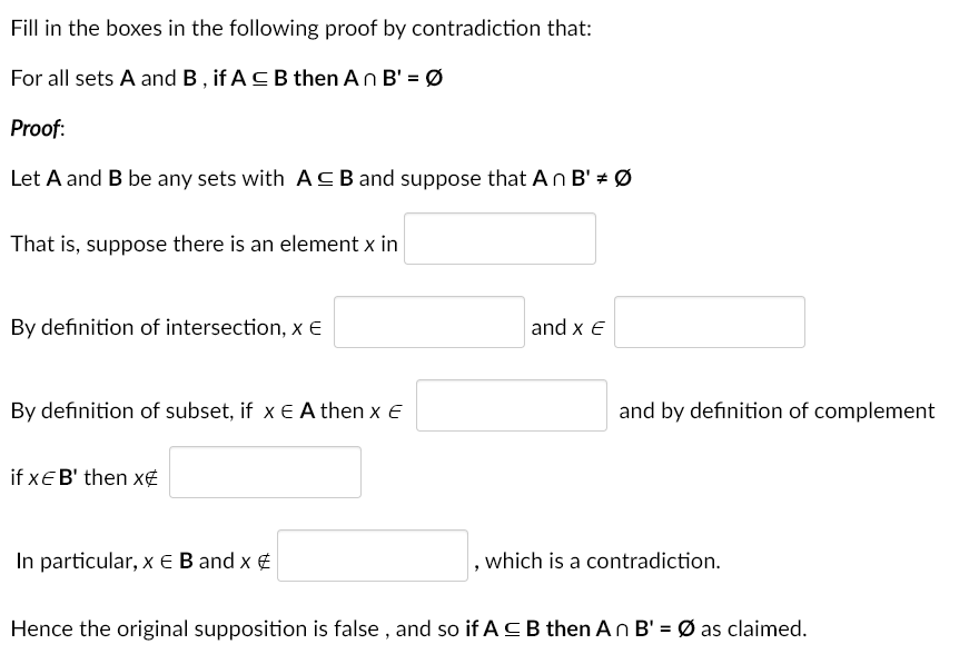 Solved Fill In The Boxes In The Following Proof By | Chegg.com