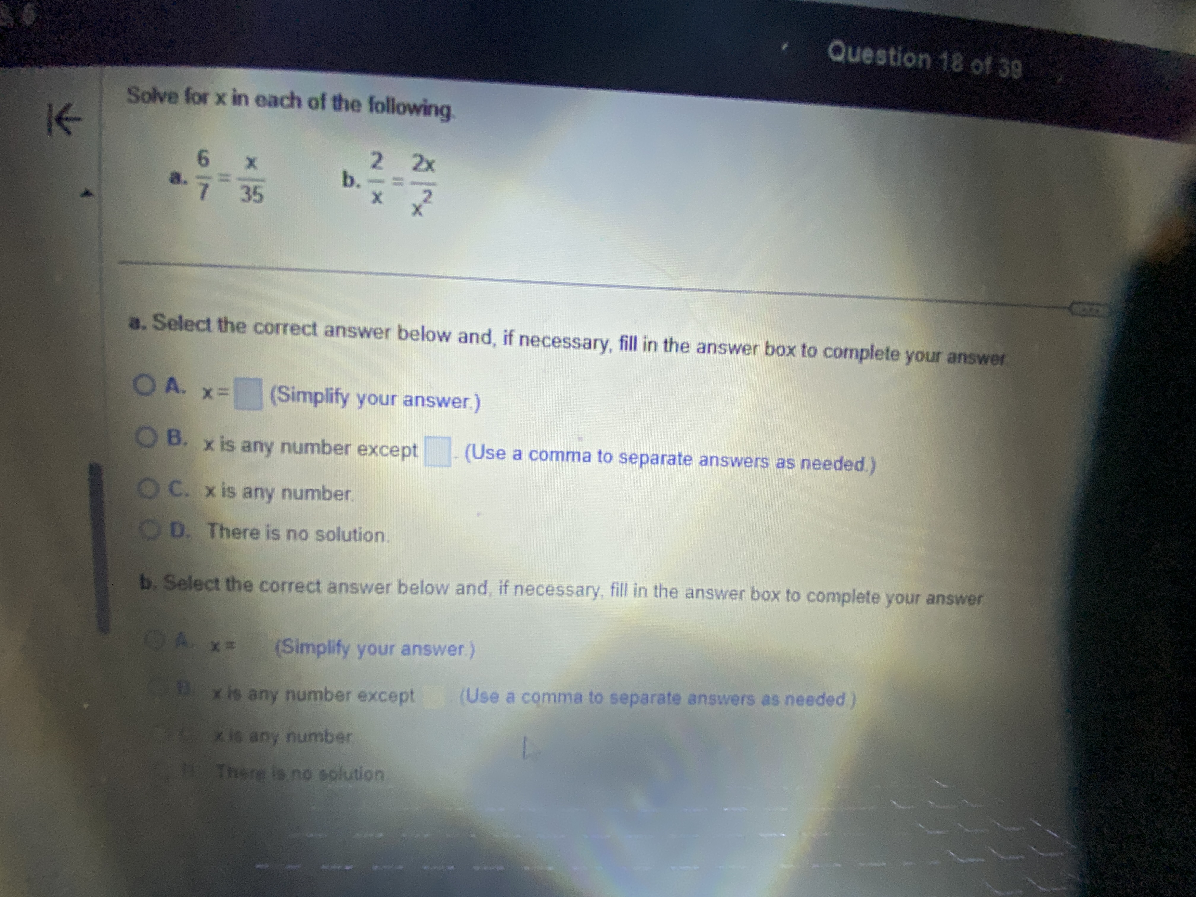 Solved Solve for x ﻿in each of the | Chegg.com