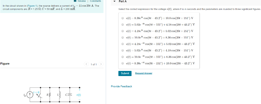 Solved Select the correct expression for the voltage | Chegg.com