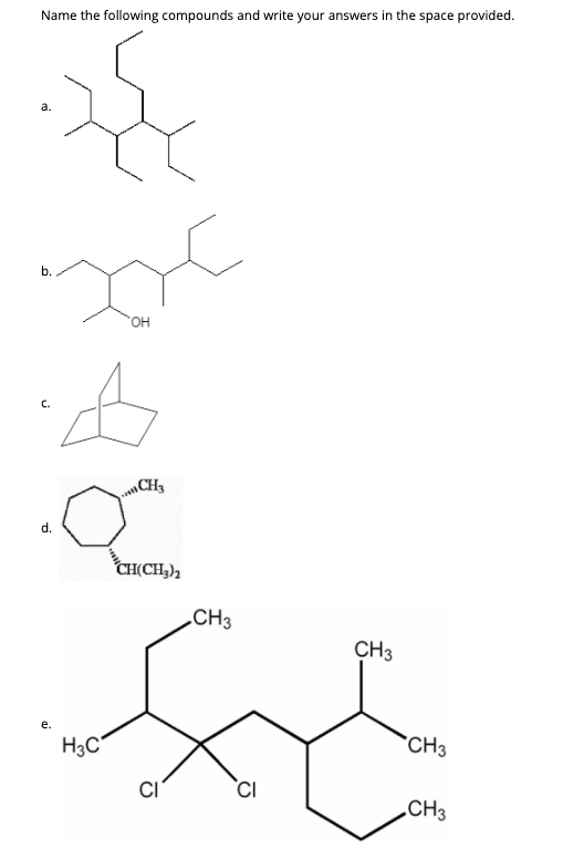 Solved Name The Following Compounds And Write Your Answers | Chegg.com