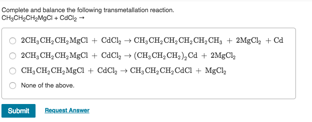 Solved Complete And Balance The Following Transmetallation 