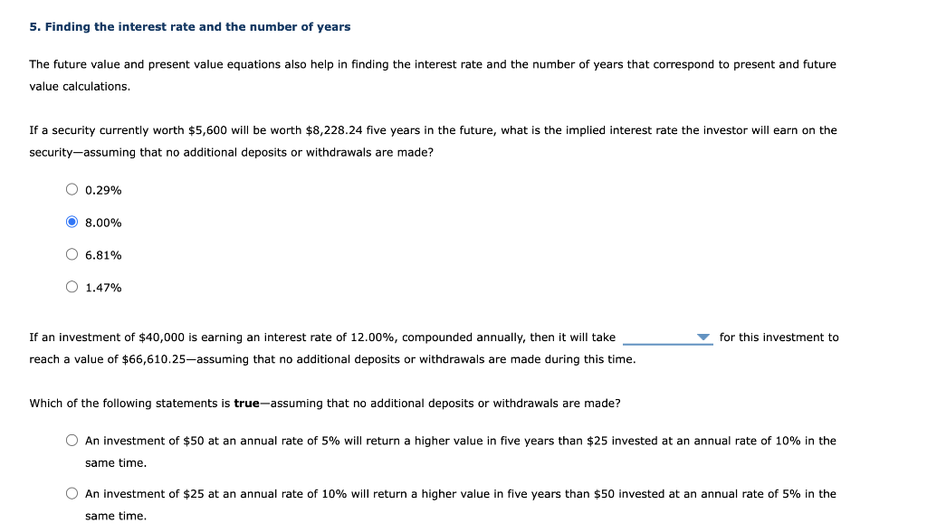 Solved 5. Finding the interest rate and the number of years | Chegg.com