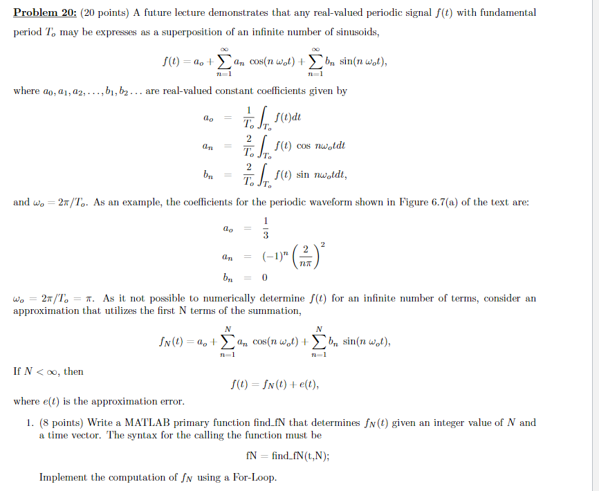 Solved Problem 20: (20 points) A future lecture demonstrates | Chegg.com