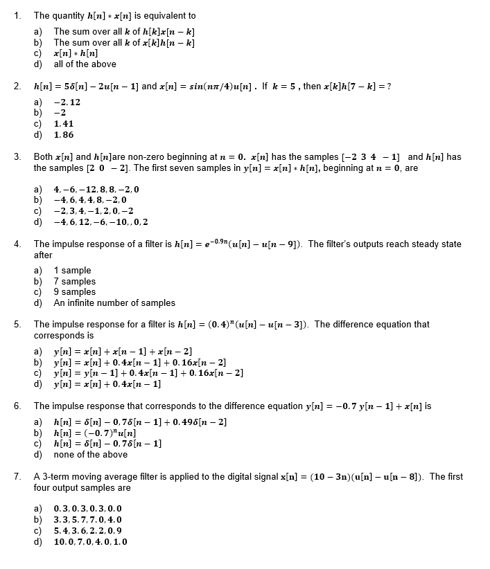 Solved 1 The Quantity H N X N Is Equivalent To A Th Chegg Com