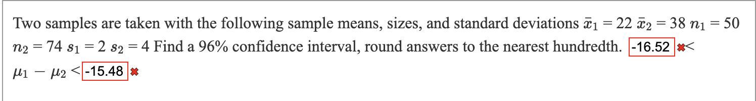 Solved = Two samples are taken with the following sample | Chegg.com
