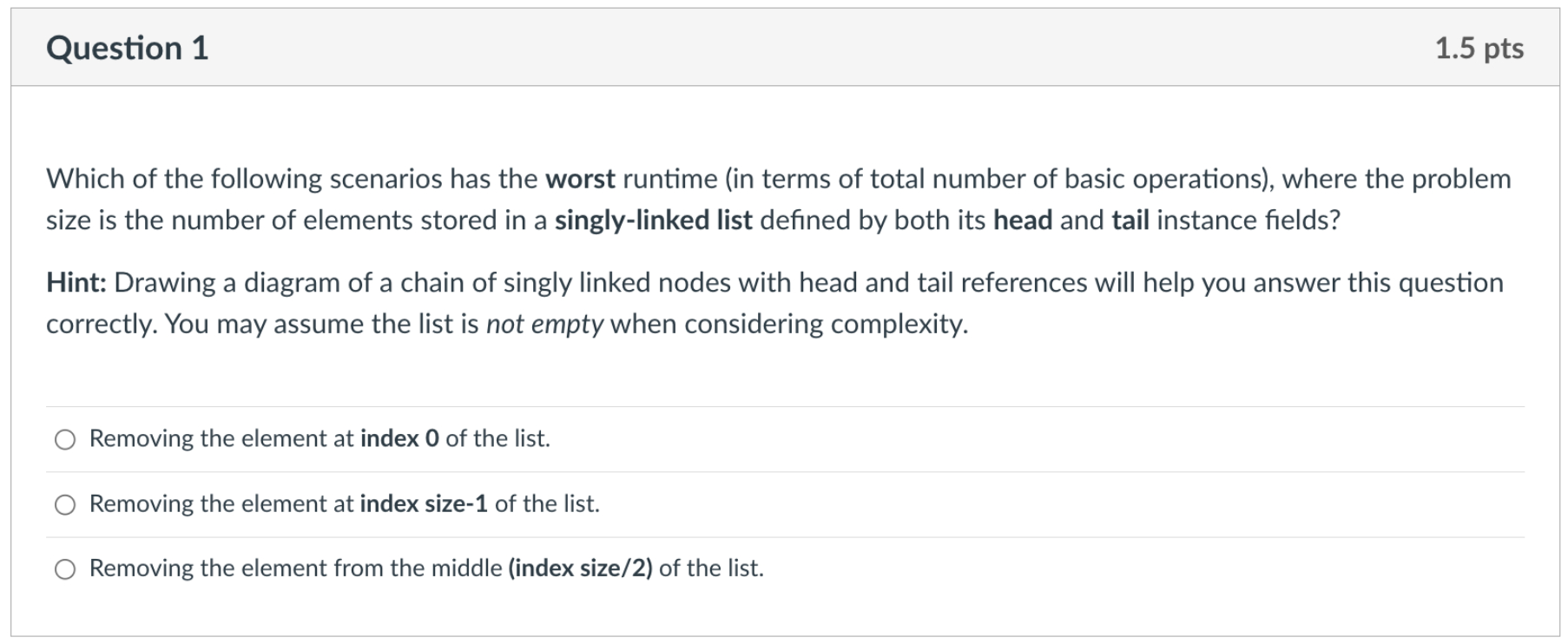 Solved Which of the following scenarios has the worst | Chegg.com