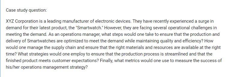 case study xyz electronics