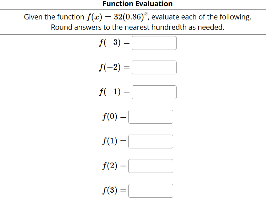 Solved Function Evaluation Given the function | Chegg.com