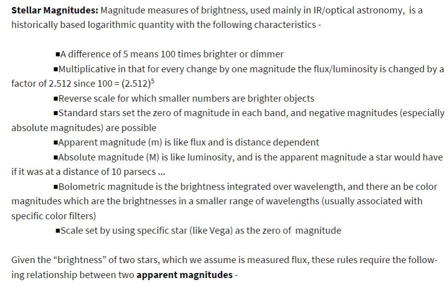 Solved Stellar Magnitudes: Magnitude measures of brightness, | Chegg.com