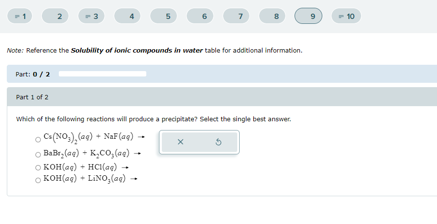 Solved Note: Reference the Solubility of ionic compounds in | Chegg.com